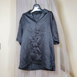 Jay Walker Macys Short Sleeve Button Silky Dress Shirt Party Black XXL Clubwear
